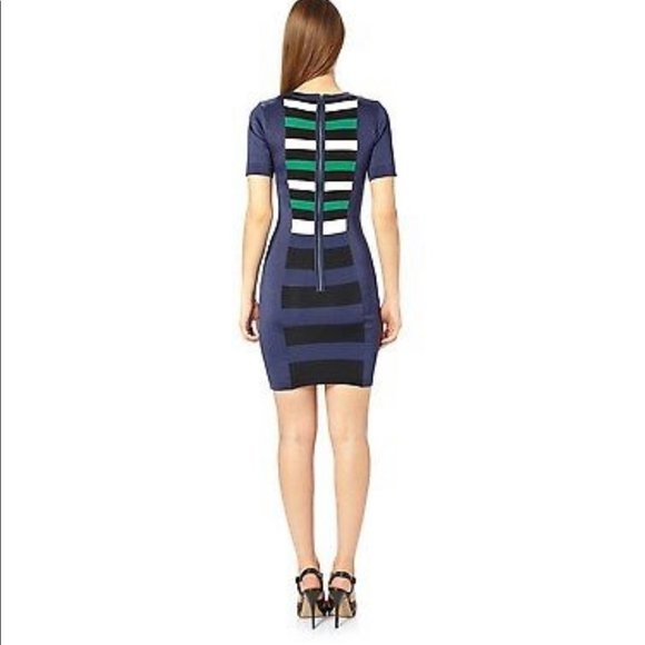 French Connection Striped Bodycon Bandage Dress - Picture 2 of 9